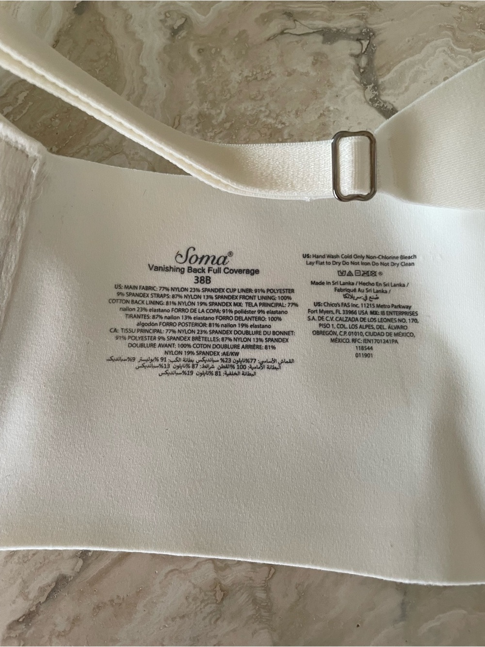 NWT Soma Vanishing Back Full Coverage  Bra in Ivory, size 38B, #670160251 - Picture 8 of 10